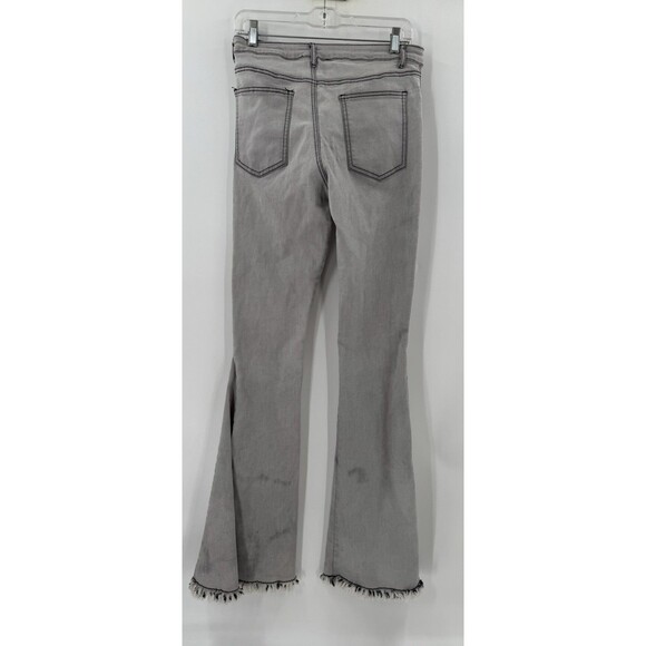 SAINTS & HEARTS Gray Bell Bottom Raw Hem Jeans Denim Size Large Tall 30"x 36" - Picture 8 of 11